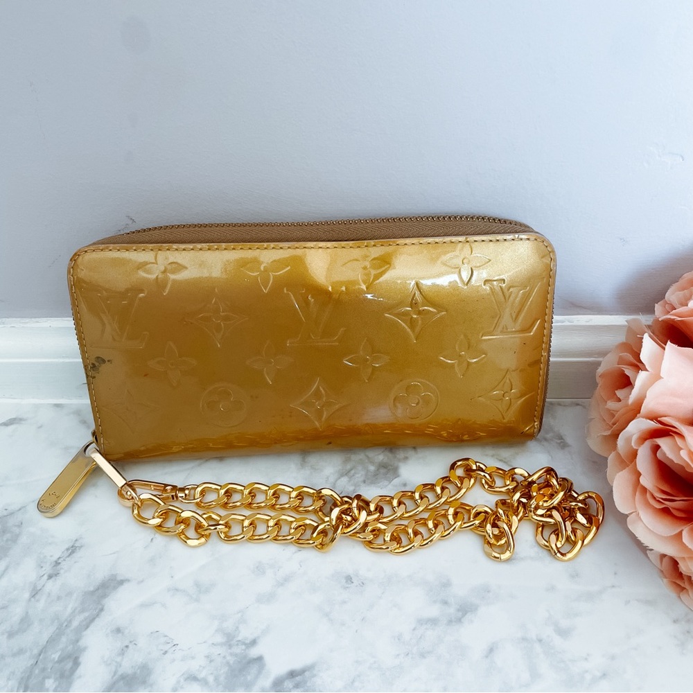LOUIS VUITTON Monogram Vernis Zippy Champagne gold wallet - Picture 2 of 10